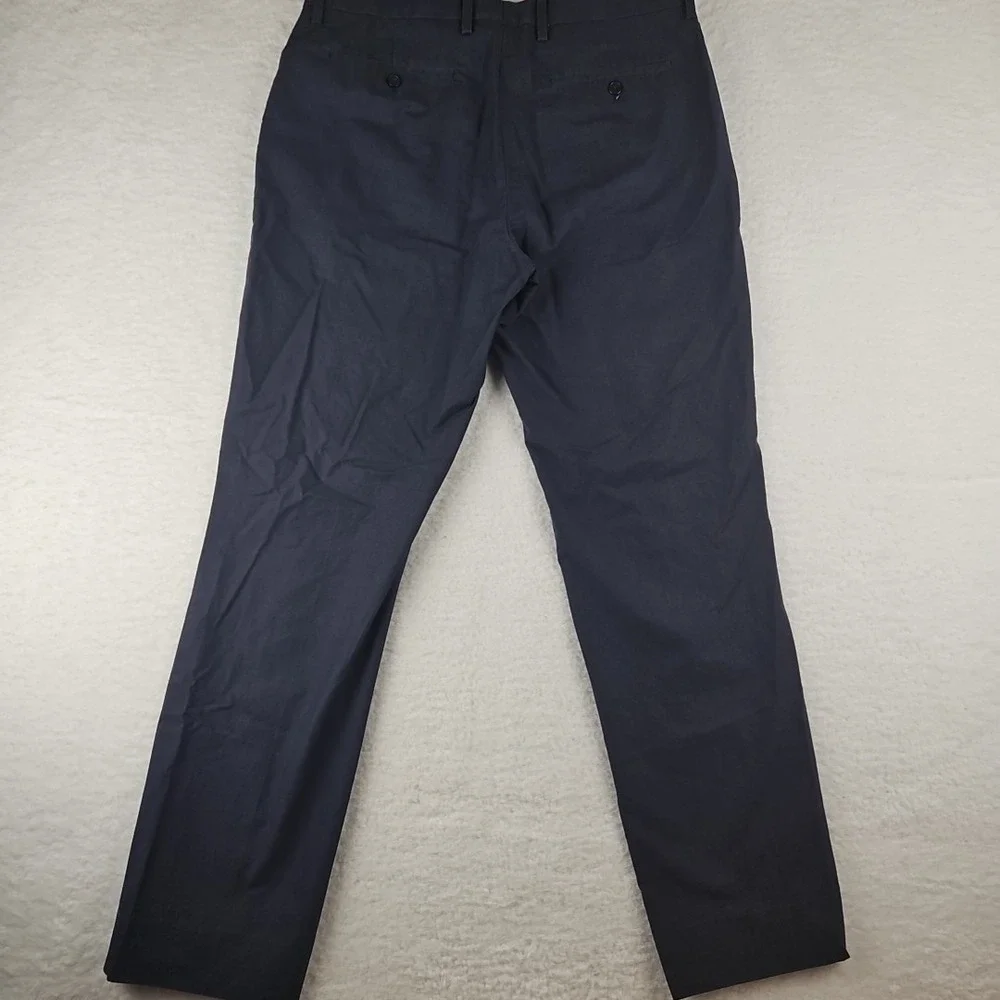 Banana Republic Non-Iron Slim Fit Pants Navy Cotton Trousers 33x32 Check Wrinkle